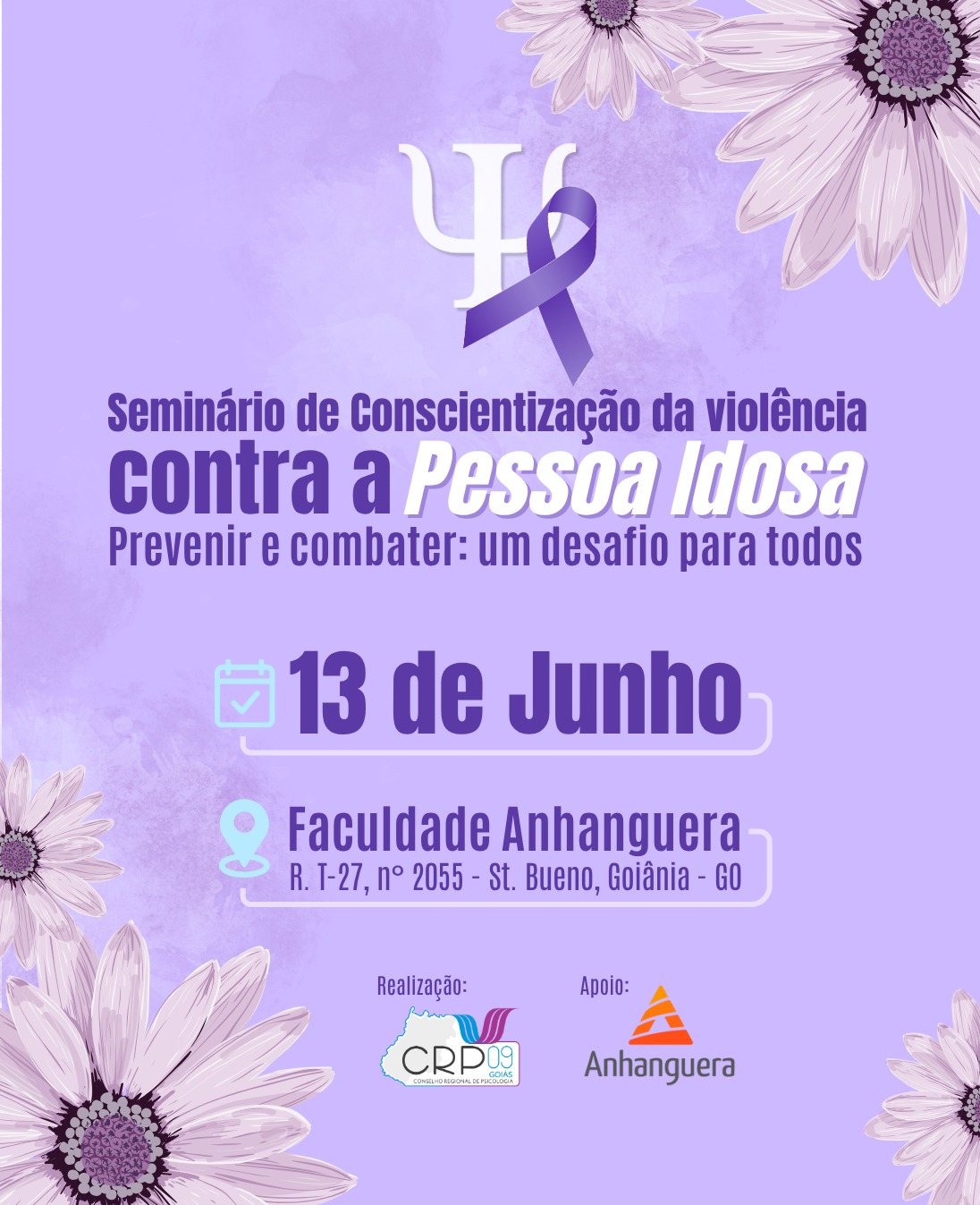 Abertas as inscrições para o Seminário de Conscientização da Violência Contra a Pessoa Idosa - Prevenir e Combater: Um Desafio para Todos